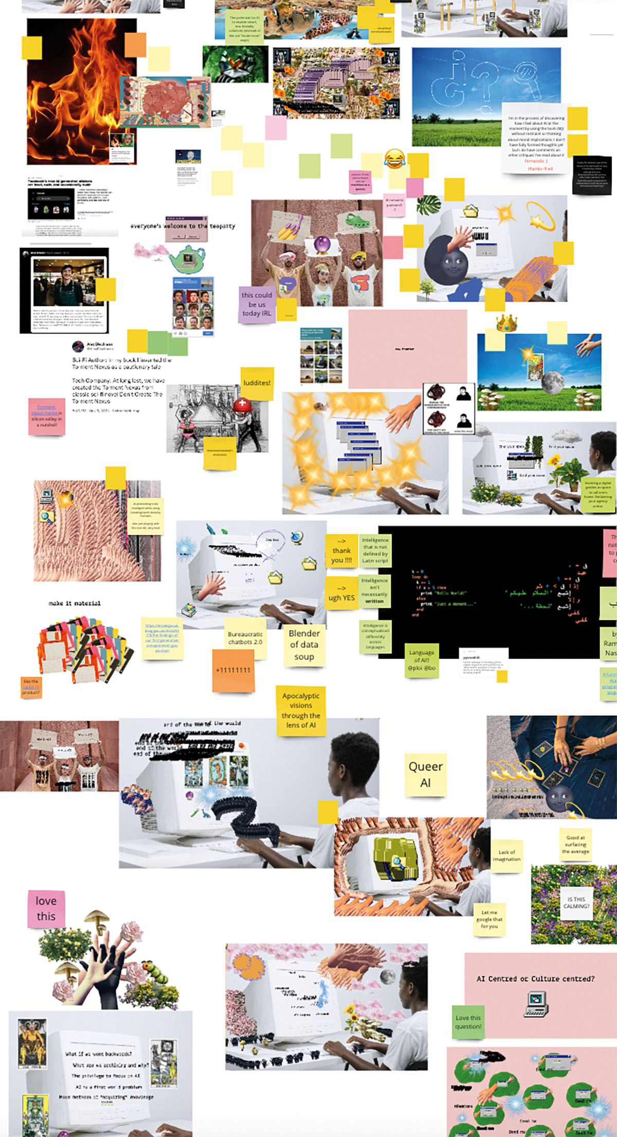 Screenshot of visual explorations furing Seeding Alternative AI Narratives - Community Research Session