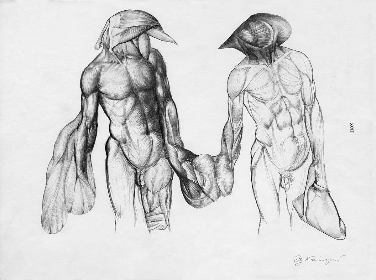 Works from the series "Anatomy for artists. Volume 2."   All pages 24x32 cm, mixed technique