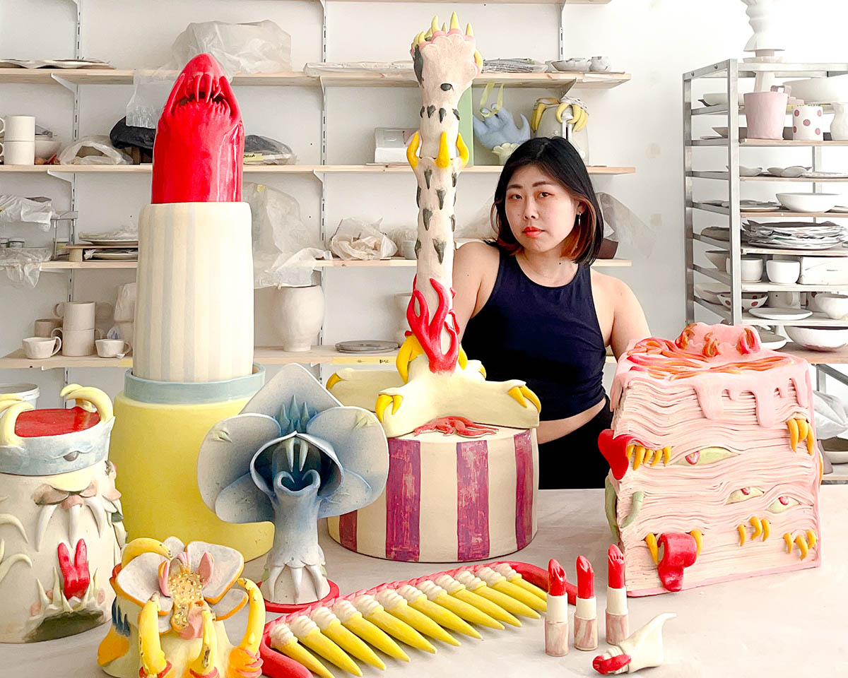 Artist Eri Maeda in her studio. Photo: Eri Maeda