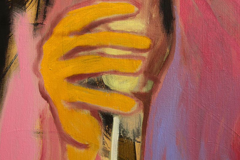 Detail, Tandem, 100x100cm, acrylic and oil on canvas, 2022, London