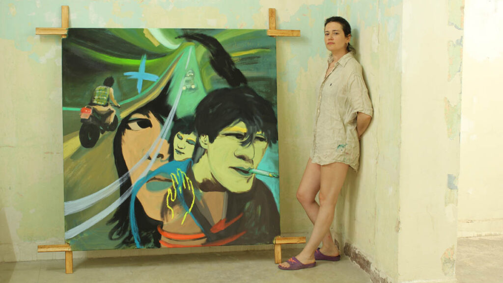 Lena Brazin, self-portrait at KYAN Athens, artist residency 2022