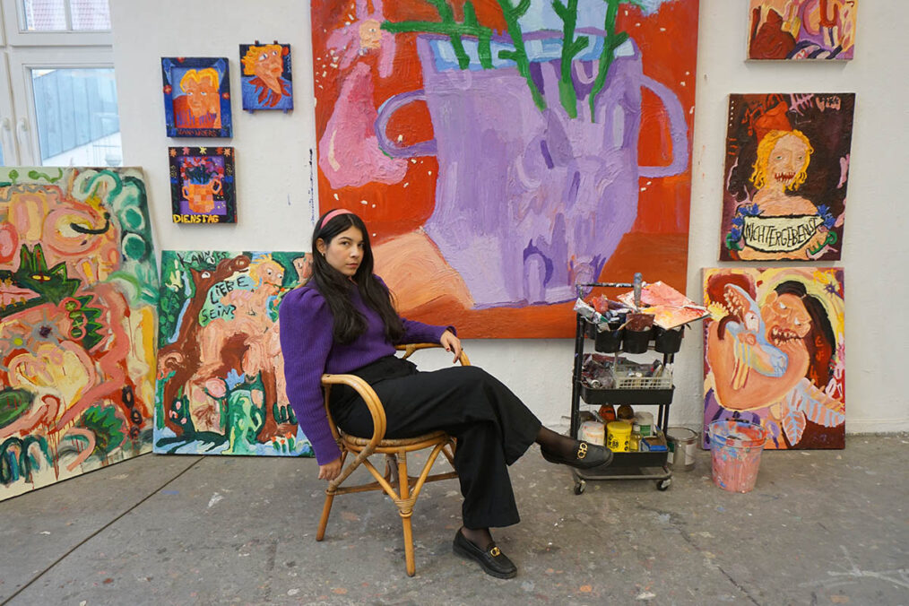 Media Esfarjani in her studio