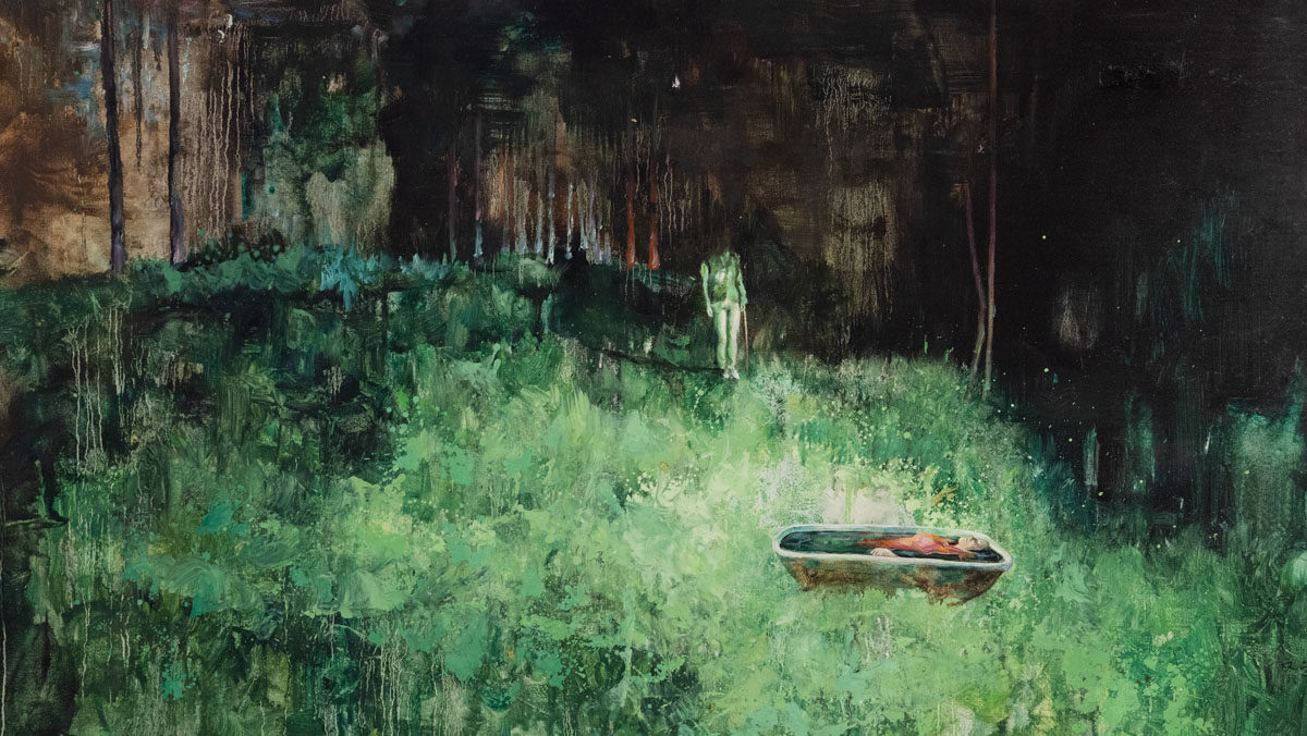 Zhang Wenrong 张文荣, Where am I, 2012, Oil on canvas, 90 x 160 cm, Courtesy BMCA Collection