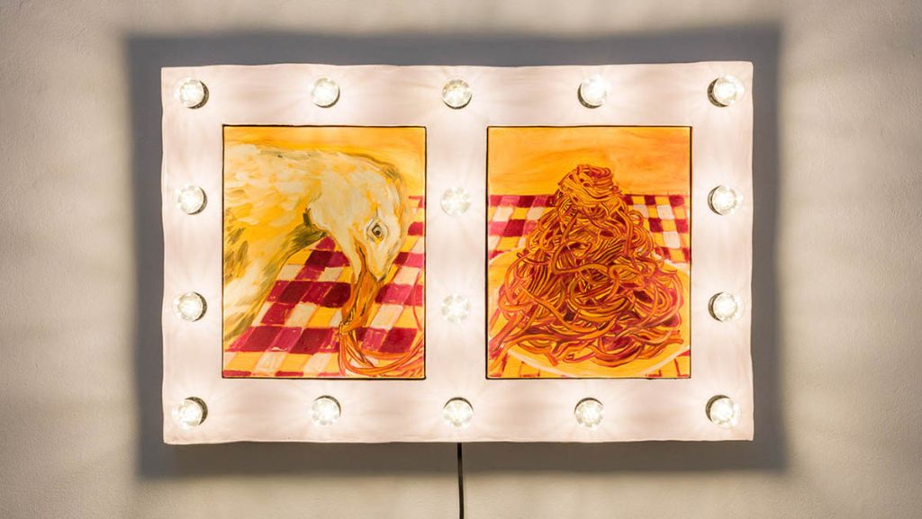 Julia S. Goodman, Amuse Bouche, 2020, Oil on canvas, acrylic resin, polyure- thane paint, 66 x 75 x 9 cm