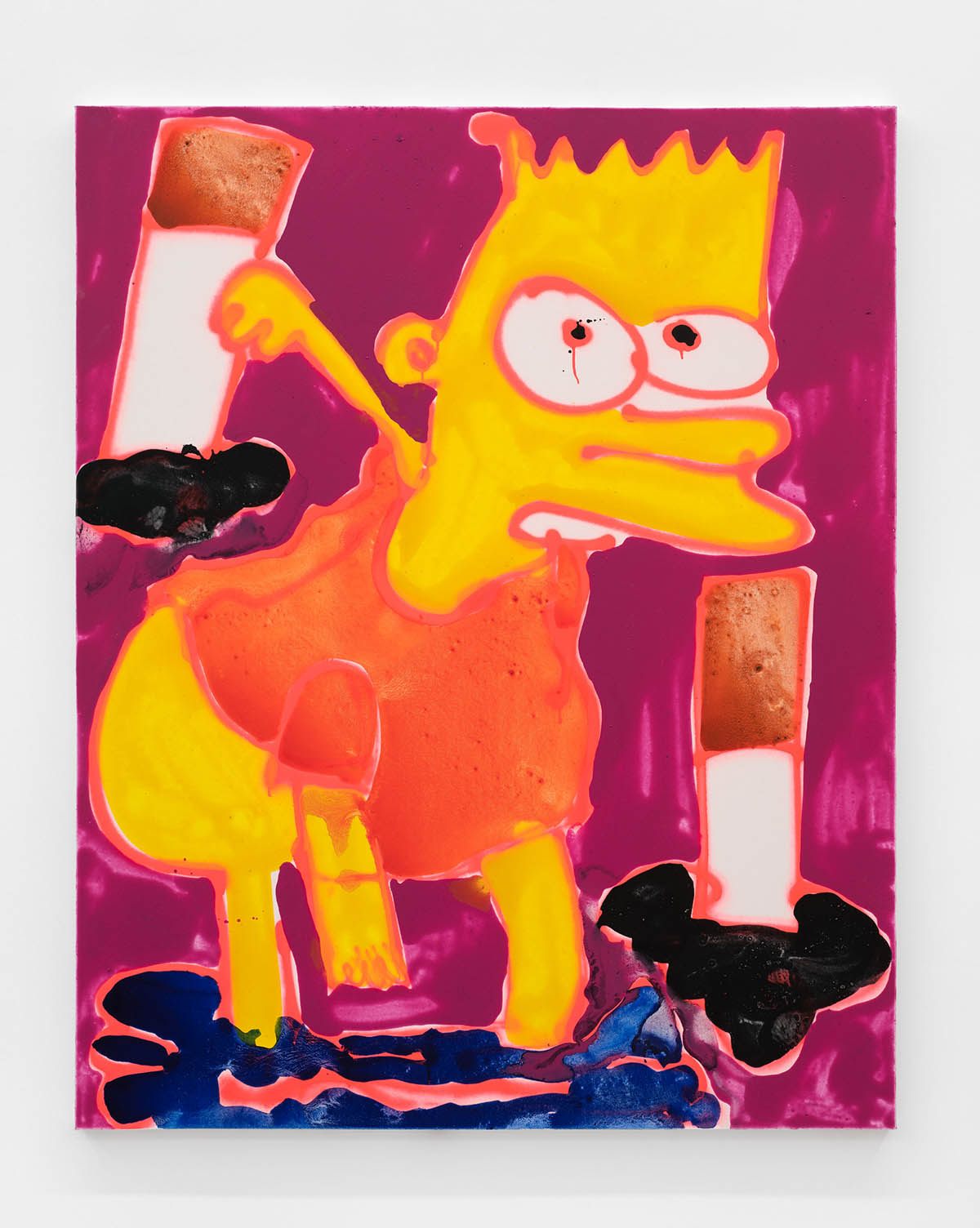 Katherine Bernhardt, Don't have a cow, man, 2022, Acrylic and spray paint on canvas, 60 x 48 inches, 152.4 x 121.9 cm, BERKA0265. © Katherine Bernhardt. Courtesy the Artist, David Zwirner, and Canada.