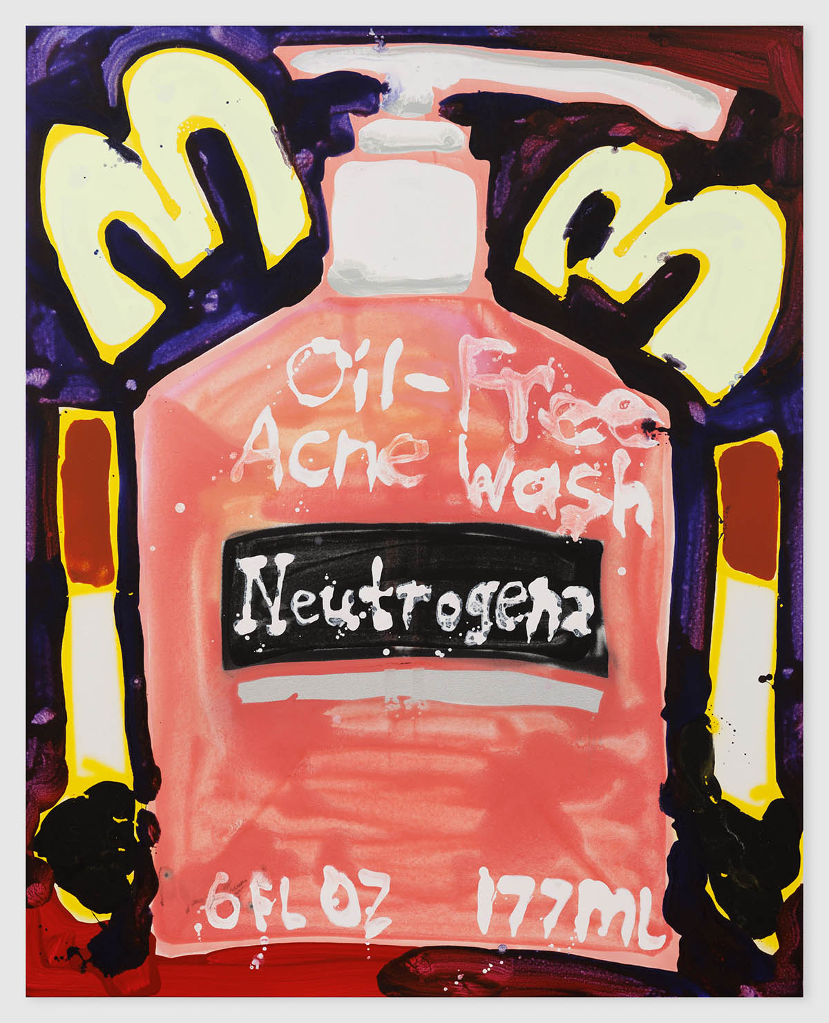 Katherine Bernhardt, Oil Free Acne Wash Grapefruit, 2023, Acrylic and spray paint on canvas, 60 x 48 inches, 152.4 x 121.9 cm, BERKA0853. © Katherine Bernhardt. Courtesy the Artist, David Zwirner, and Canada.