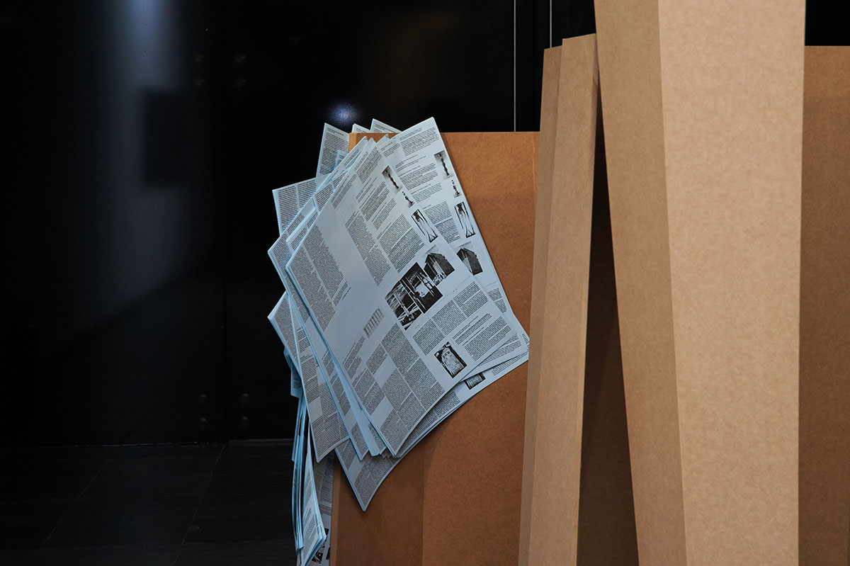 exhibition view: Kunsthalle Wien Preis 2025: Luīze Nežberte, Beings stability: an illusory sequence of fixations in space (while turning away from the ruinous present, disintegrating and entropic reality (2025), Kunsthalle Wien 2025. Photo: Daniel Lichterwaldt