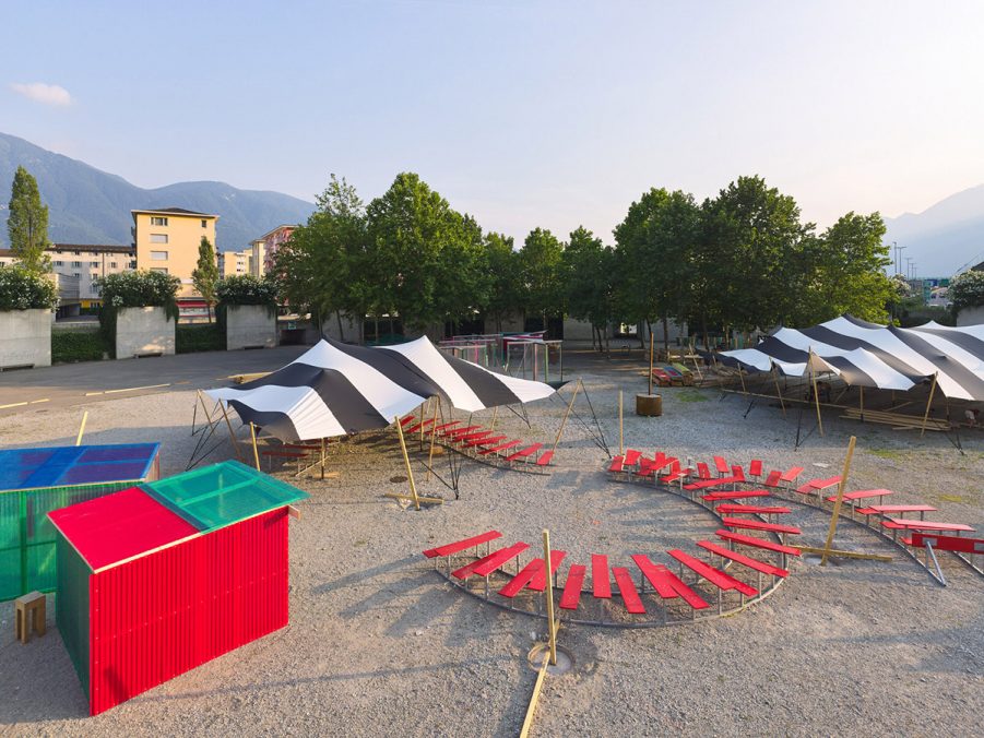 Kerim Seiler, Aerial view of Come Together, installation for the Locarno Film Festival 2021, in Switzerland. Courtesy of Kerim Seiler.