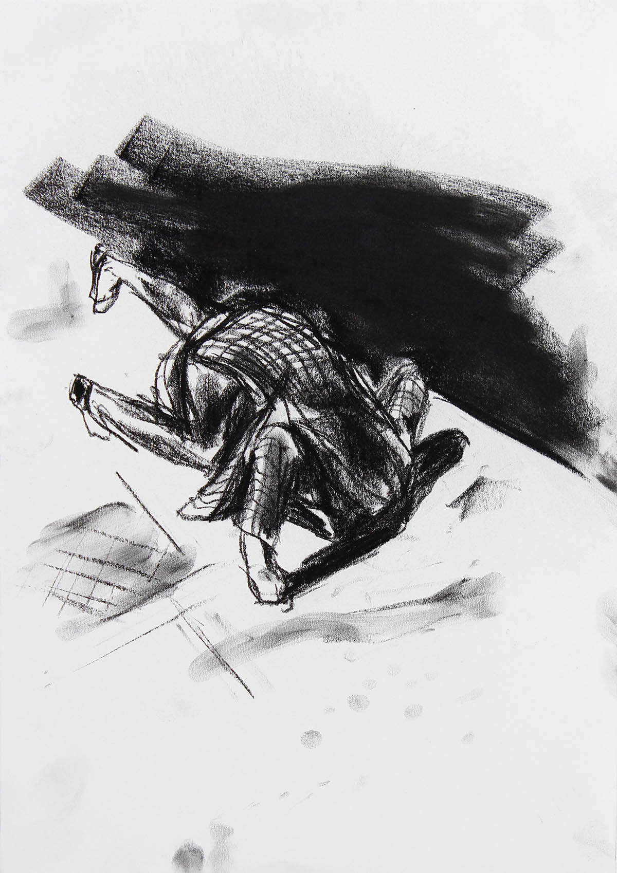 Luca Zarattini, Piero, 2021, carbone su carta, 42 x 29,7 cm