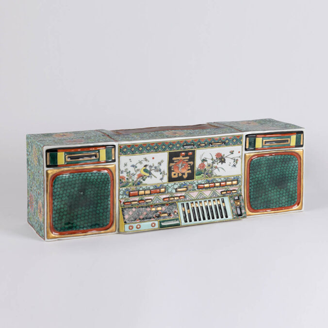 Ma Jun 马军, New China Series, Tape Recorder No.1, 2008 Porcelain, 114 x 14 x 14 cm, Courtesy BMCA Collection