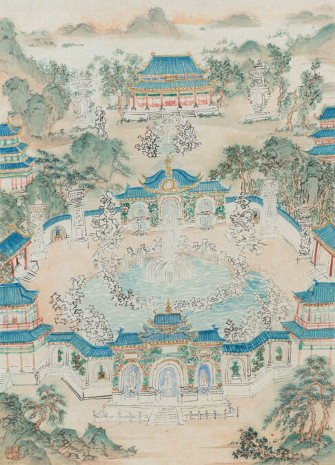 Fu Xiaodong, Persian Garden, No.1,2,3, 2026, ink painting, Chinese ink on rice paper, 45 × 33 cm