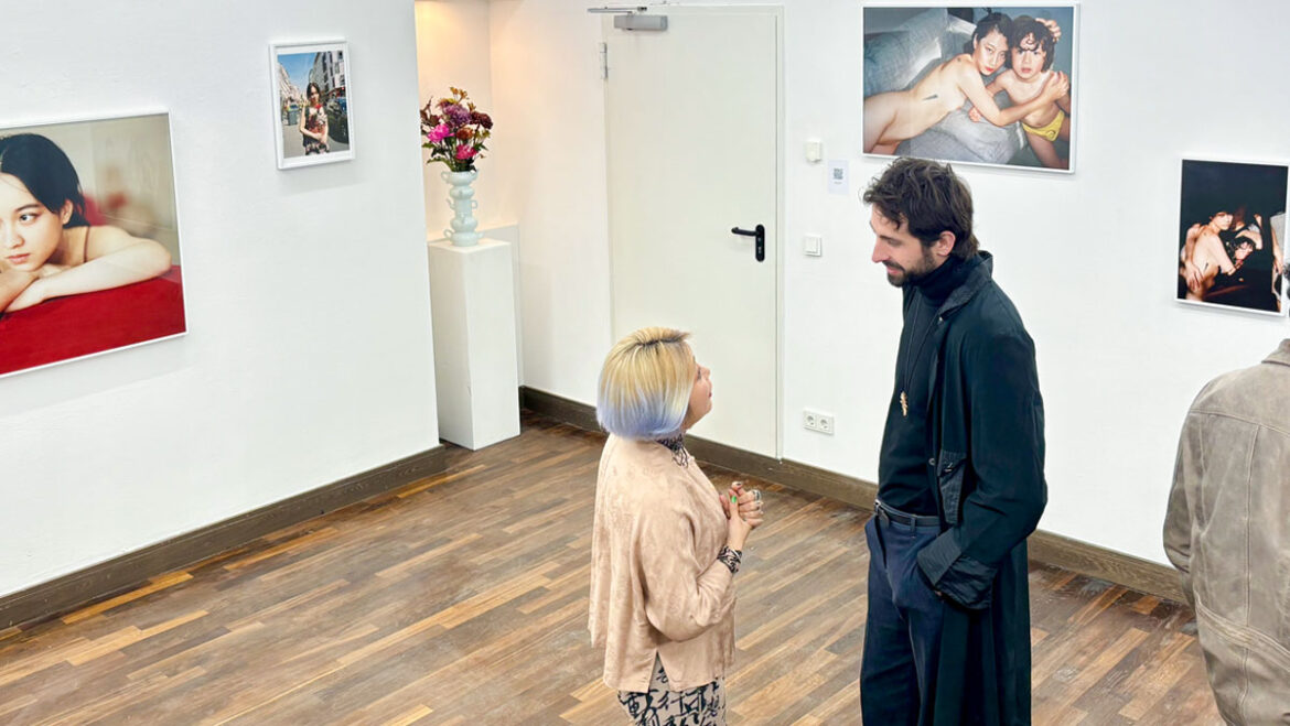Migrant Bird Space in Berlin Installation view of Luo Yang’s solo exhibition Diaspora Birds, 2024_25, at Migrant Bird Space, Berlin, with Berlin collectors and visitors during the exhibition