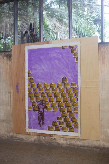 Joshua Oheneba-Takyi in the Junior Fellow studio space. Courtesy of the artist and of Noldor Artist Residency.