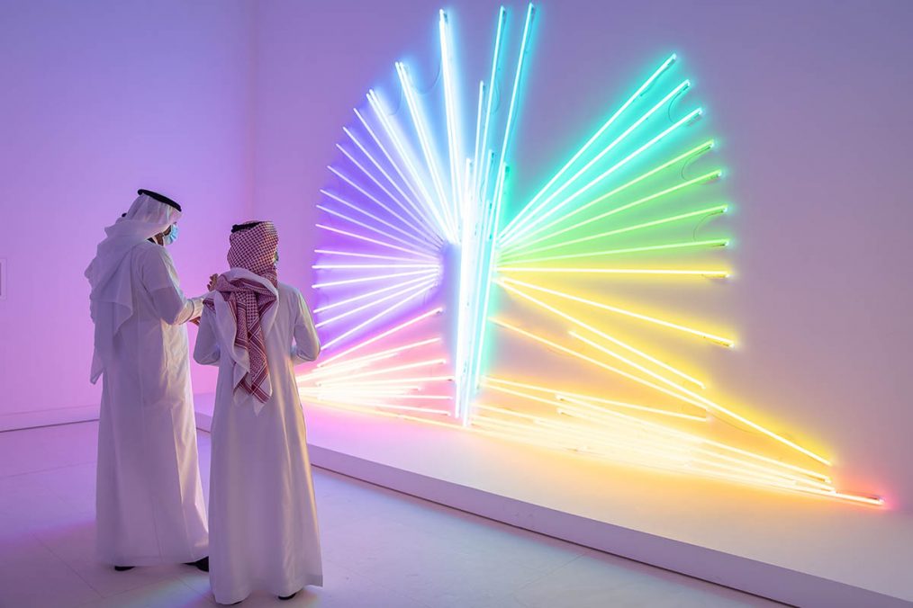 Daniel Firman, Butterfly, 2007. Neon tubes. 350 x 635 cm. Courtesy the artist and the Farjam Collection. Photo © Riyadh Art 2021