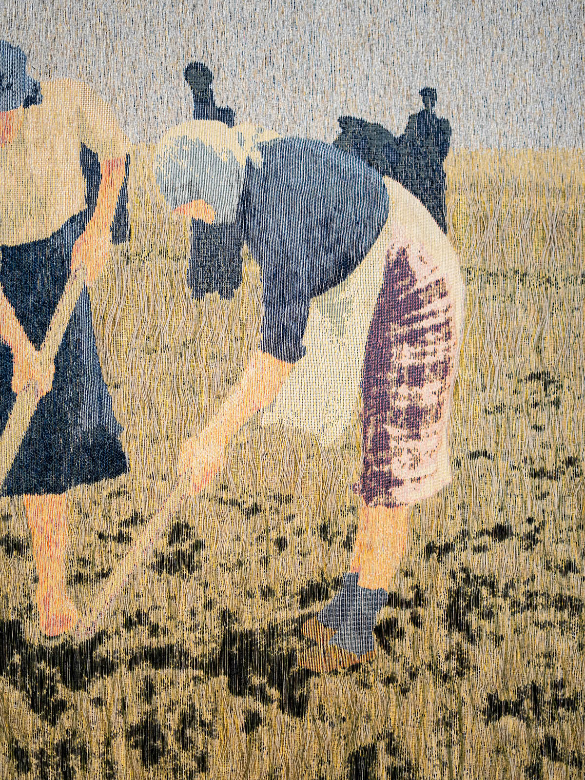 Ramona Schacht, Untitled (detail), based on a page from the *Tabakwirtschaft Krim* (Ukraine), created in connection with the German occupation of Crimea and the Reemtsma Group’s economic ties to Nazi occupation policy; Reemtsma Photo Archive, Museum der Arbeit, Hamburg 2026 100 x 120 cm Jacquard fabric (tapestry) © Ramona Schacht