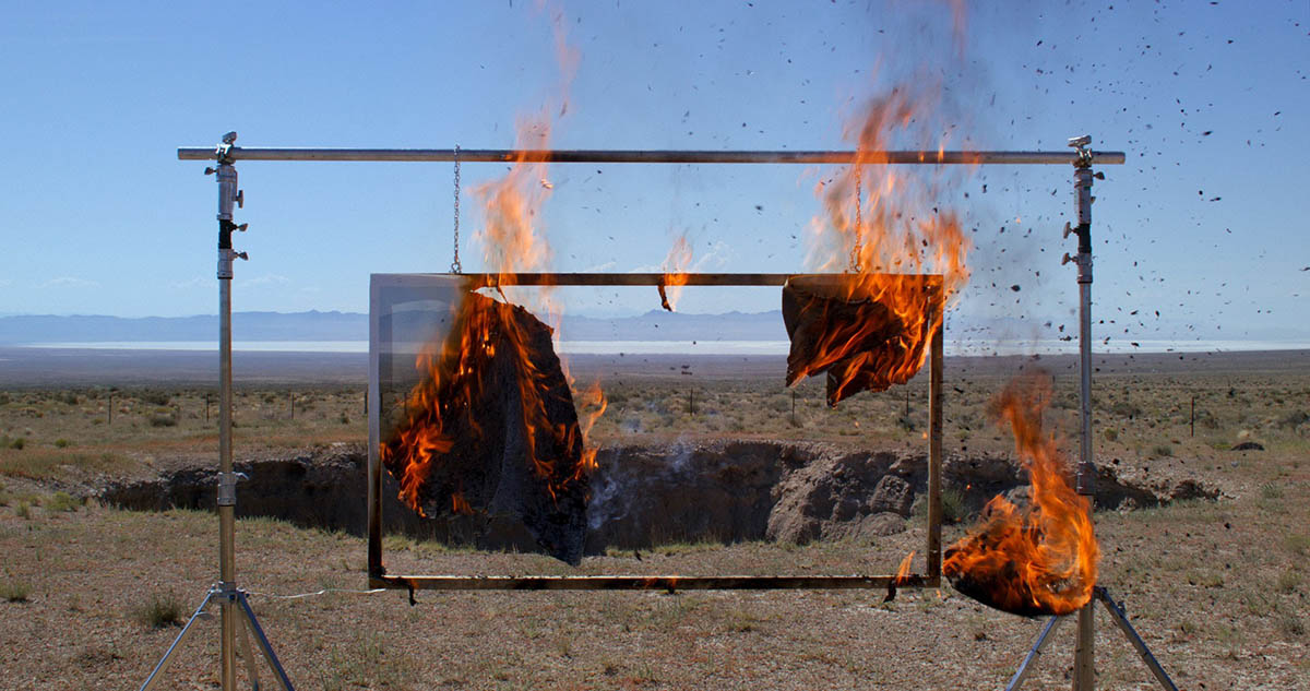 Felix Lenz, Brute Force [Exhibition Cut], 2025, co-directed by Ganaël Dumreicher, film still: West Desert Sinkhole, Utah, USA, © Felix Lenz / Stella-Joya Puelache