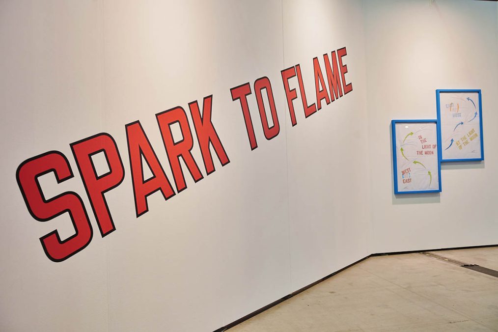 Lawrence Weiner, presented by Galerie Hubert Winter at Spark Art Fair, Vienna 2021. Ph: Kurt Prinz/SPARK Art Fair Vienna.