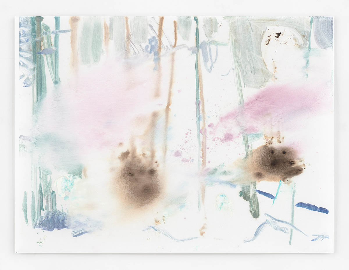 Kerstin Hille, 40 Tage Regen (40 Days Raining), 2024, monotype, 45.5 × 61 cm