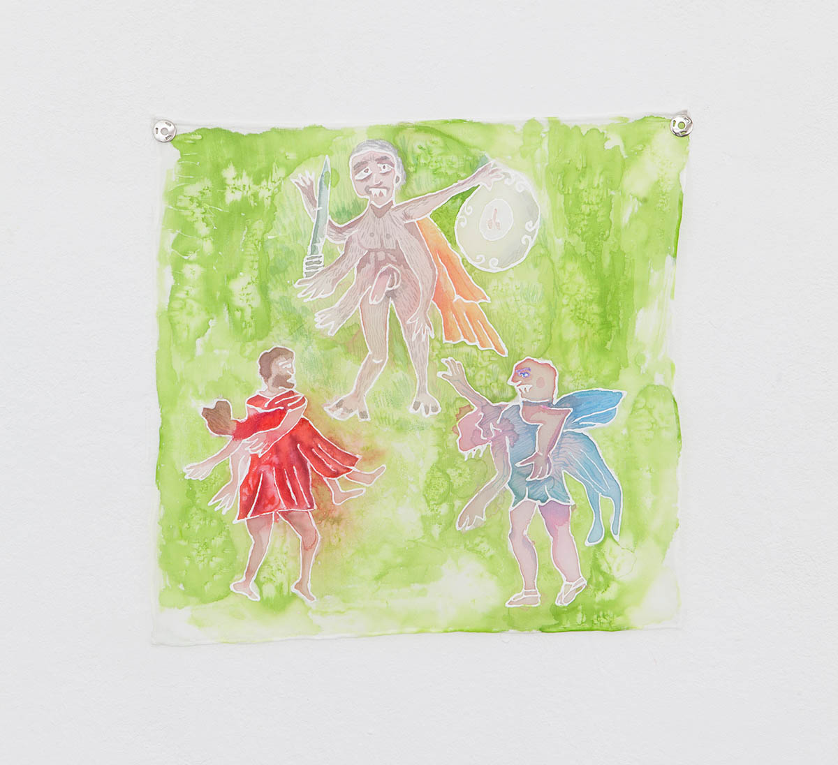 roman rapists, 2021, silkpaint on silk, 18 x 18 cm