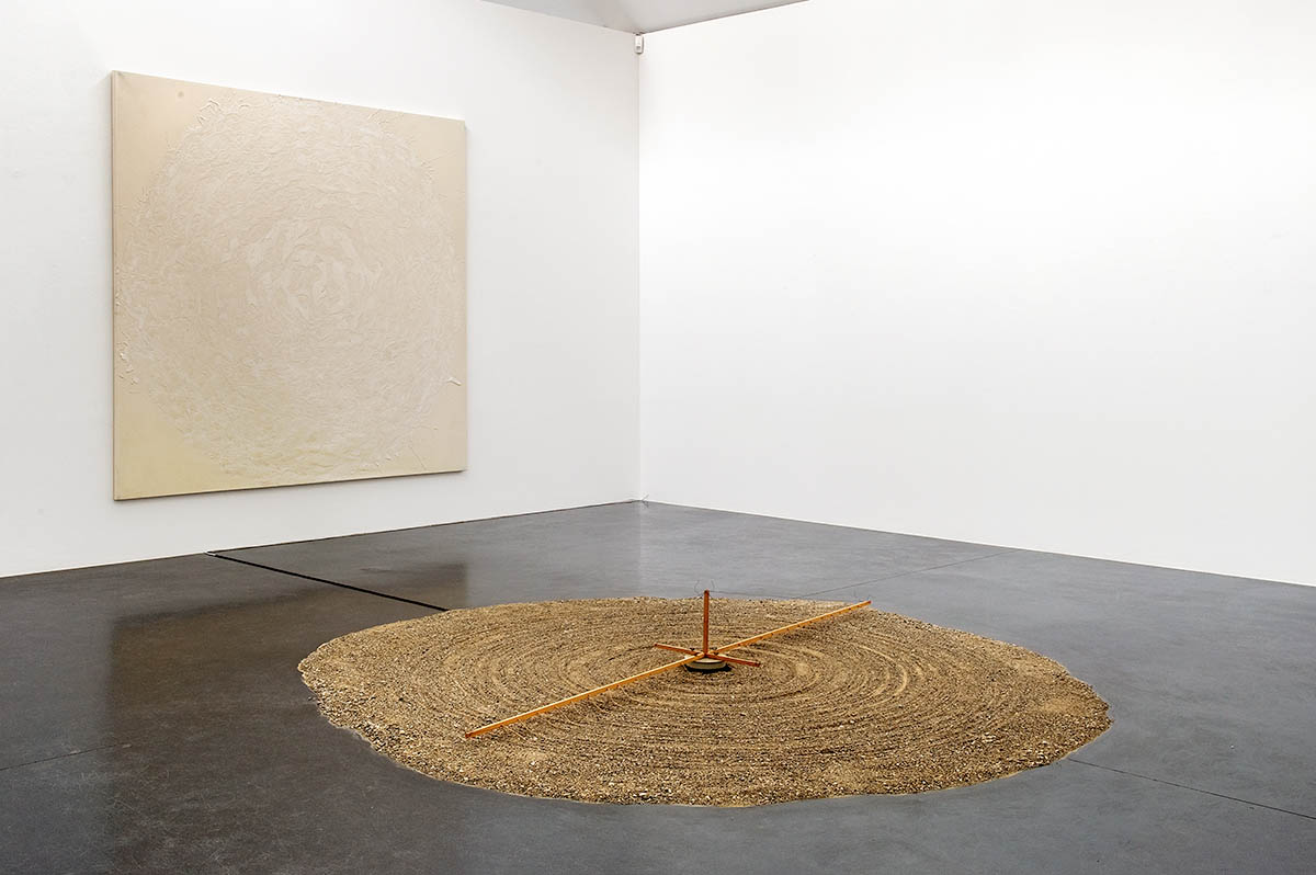 Günther Uecker, Zero, 2009, chalk and glue on canvas, 300 x 300 cm. Exhibition view: 40 Years Walter Storms Galerie. Photo: Philipp Schönborn.