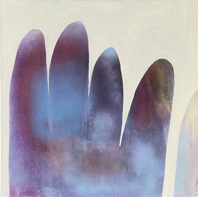Rose-Mari Torpo, Blueberry Fingers, 2021, mixed media on canvas, 70x70 cm